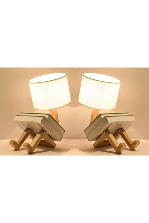 Wooden Man Tischlampe mit Bücherregal Nachtlicht 2 Stück ADM0102 - 1