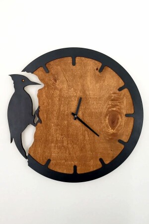 Woodpecker Doppelfarbige dekorative moderne Holzfarben-Mechanismus-Wanduhr, moderne neue Uhr, 50 cm x 50 cm xy67 - 1