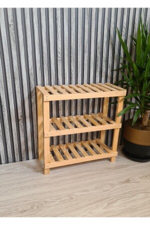 Wood's Wooden Dekoratives 3-teiliges Schuhregal aus Naturholz – Eingang – Balkon-Organizer-Regal - 4