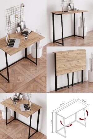 Work001, klappbarer praktischer Schreibtisch, Computertisch, Zeichentisch - 2