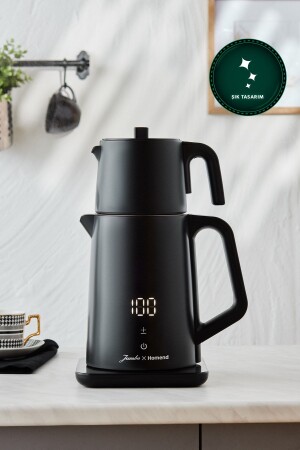 X Homend Royaltea Cooltouch 1792h Schwarze doppelwandige Edelstahl-Teemaschine mit WLAN-Steuerung - 1