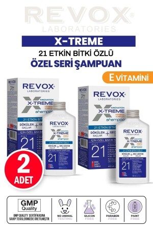 X-treme Dökülen ve Geç Uzayan Saçlar İçin E Vitamini Katkılı Özel Bakım Şampuan 2'li Set - Revox