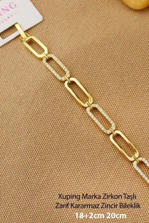 Xuping Bileklik - Vip Xuping Zirkon Taşlı Halka Model Gold Karamaz zincir bileklik 17-2cm - 1