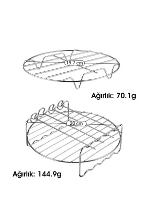 Xxl Fritöz Izgara Teli Ve 4 Şişli Airfryer Aksesuar Seti - 2'li Paslanmaz Çelik Set - 3