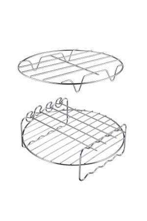 XXL-Fritteusen-Grilldraht und 4 Spieße Airfryer-Zubehörset – 2er-Set aus Edelstahl - 1