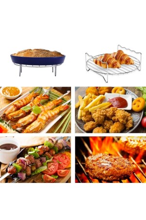 XXL-Fritteusen-Grilldraht und 4 Spieße Airfryer-Zubehörset – 2er-Set aus Edelstahl - 9