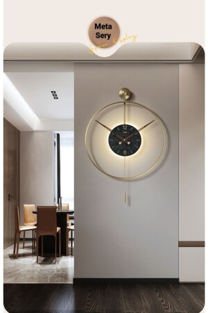 Xxl Timelles 90*110 cm Gold LED Black Belly, moderne dekorative Metallwanduhr Timelles-kristalGold - 1