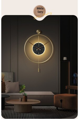 Xxl Timelles 90*110 cm Gold LED Black Belly, moderne dekorative Metallwanduhr Timelles-kristalGold - 3