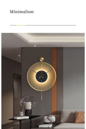 Xxl Timelles 90*110 cm Gold LED Black Belly, moderne dekorative Metallwanduhr Timelles-kristalGold - 4