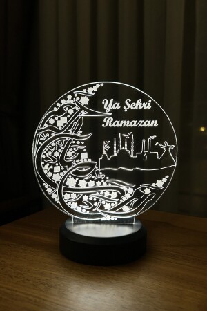 Ya Şehr-i Ramazan Figürlü Dekoratif Hediye Led Masa Lambası - Pilli Taban ILZV-237 - 3