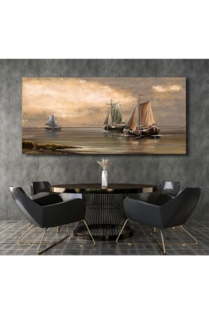 Yağlı Boya Görünümlü Kayık Manzara Knvs00189 - Tablo Deposu