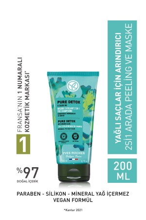 Yağlı Saçlar Için (PURE DETOX) Arındırıcı 2si1 Arada Peeling Ve Maske - Vegan-200 ml - 2