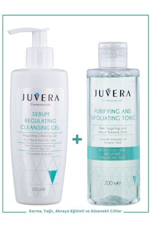 Yağlı Ve Akneye Eğilimli Ciltler Için Temizleme Jeli Ve Gözenek Sıkılaştırıcı Arındırıcı Tonik - Juvera Cosmeceuticals