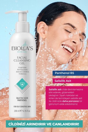 Yağlı,hassas Ciltler Için Akne Karşıtı Yüz Yıkama Jeli Salisilik Asit- Panthenol 200 ml GST-10 - Biolea's skincare