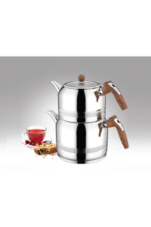 Yağmur Ahşap Renk Saplı Orta Boy Çaydanlık Takımı khrmnlryğmrorta - Kahramanlar