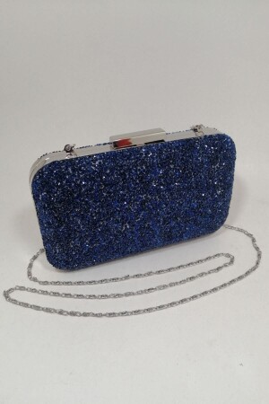 Yakamoz Marineblaue Stein-Abendkleid-Clutch-Portfolio-Tasche für Damen - 2