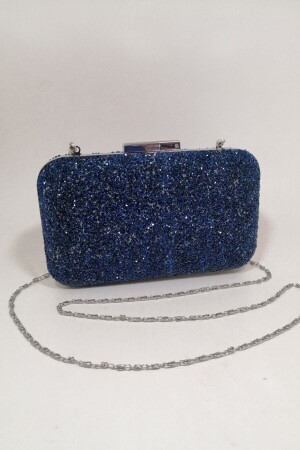 Yakamoz Marineblaue Stein-Abendkleid-Clutch-Portfolio-Tasche für Damen - 3