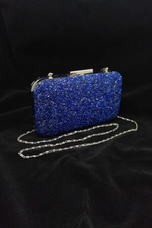 Yakamoz Marineblaue Stein-Abendkleid-Clutch-Portfolio-Tasche für Damen - 4