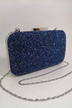 Yakamoz Marineblaue Stein-Abendkleid-Clutch-Portfolio-Tasche für Damen - 5