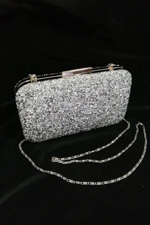 Yakamoz Silver Stone Evening Dress Clutch Portfolio Bag für Damen - 2