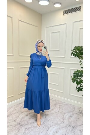 Yakası Büzgü Detaylı Ayrobin Elbise ayropı8-0j - İPEK TUTUŞ