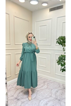 Yakası Büzgü Detaylı Ayrobin Elbise ayropı8-0j - İPEK TUTUŞ