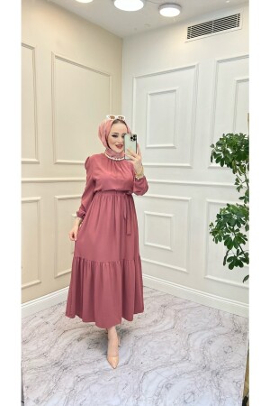 Yakası Büzgü Detaylı Ayrobin Elbise ayropı8-0j - İPEK TUTUŞ