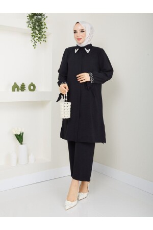 Yakası ve Manşeti İnci Boncuklu Büyük Beden İkili Tesettür Takım - Asyadabutik