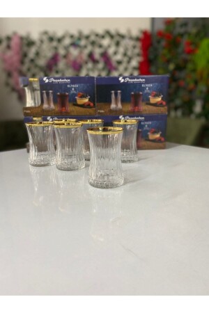 Yaldızlı 6 Adet Çay Bardağı 050 - Paşabahçe