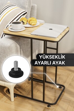 Yan Sehpa Ahşap Masa Modern Masif Orta Sehpa Koltuk Sehpası Zigon Sehpa Kahve Koltuk Tepsisi SZ03 - 5