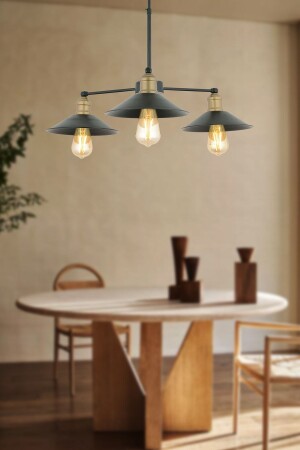 Yanko 3 Lü Siyah Eskitme Aşağı Bakar Modern Sarkıt Genç OdasıYatak odası Retro Salon Avize 3520-03-A-BL - Apliqa