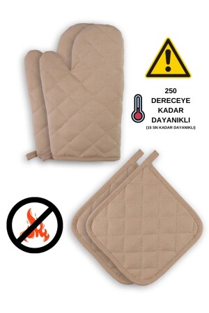 Yanmaz Ve Isıya Dayanıklı Fırın Eldiveni Ve Tutacak (2 ELDİVEN- 2 TUTACAK) - Sevilya