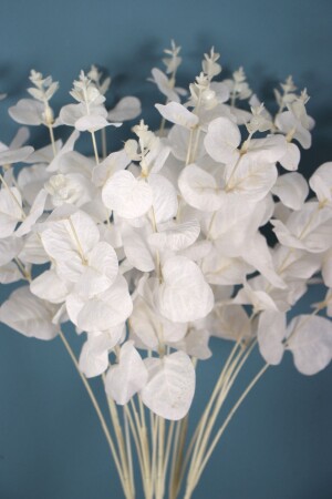 Yapay 16 Dallı Lüx Okaliptus Bitkisi 50 Cm Beyaz - 2