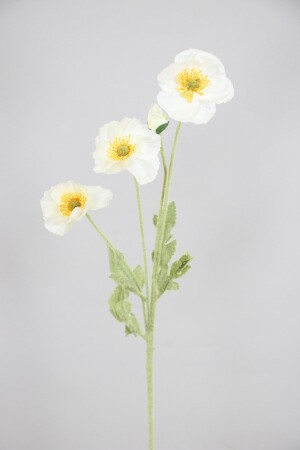 Yapay Çiçek 4lü Gelincik Dalı 60 cm Beyaz - 1