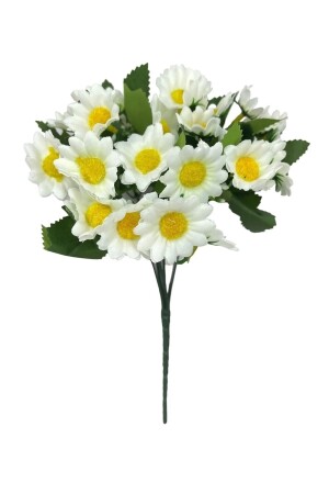 Yapay Çiçek Beyaz Papatya Gerçek Görünümlü 5 Dallı 25 Çiçekli - 1