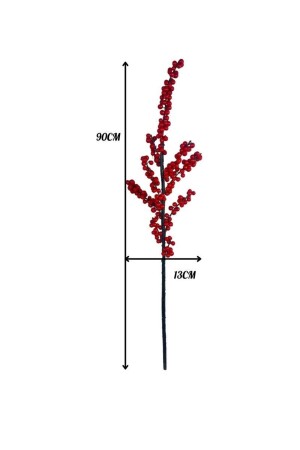 Yapay Çiçek Kokina Uzun Dal 90cm Yılbaşı Çiçeği Red Berry - 4