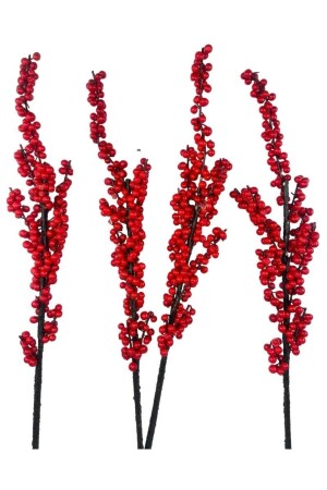 Yapay Çiçek Kokina Uzun Dal 90cm Yılbaşı Çiçeği Red Berry - 6