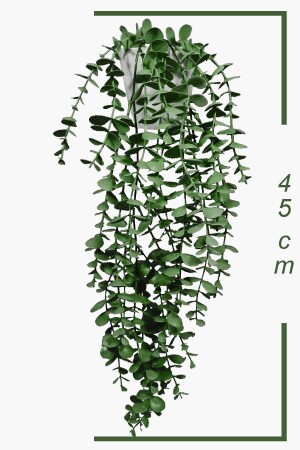 Yapay Çiçek Moblen Mika Elmas Beyaz Saksıda Yeşil Okaliptus Sarkıtı - 5