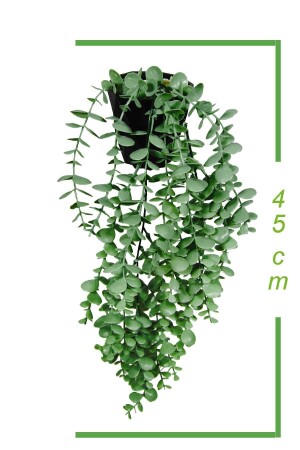 Yapay Çiçek Moblen Mika Elmas Siyah Saksıda Yeşil Okaliptus Sarkıtı - 3
