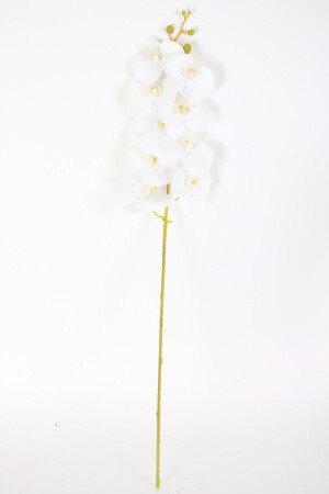 Yapay Dal Baskılı Orkide Çiçeği 88 Cm Beyaz Ortası Sarı - 1