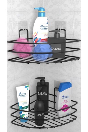 Yapışkanlı 2 li set Banyo Köşeliği Köşe Rafı Duş Şampuanlık Duvar Düzenleyici Organizer Raf - 4