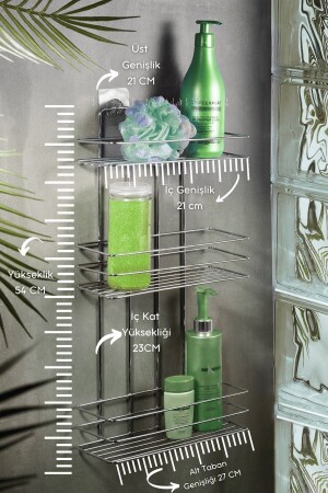 Yapışkanlı Düz Banyo Düzenleyici Şampuanlık Duş Rafı Krom Tş-03 - 2