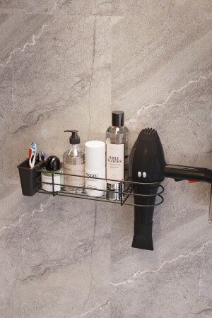 Yapışkanlı Fön Makinesi Hazneli Banyo Düzenleyici Banyo Organizer SY302K-B - 2