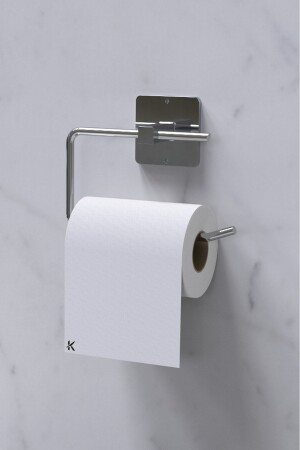 Yapışkanlı Gümüş Tuvalet Kağıdı Tutacağı-Tuvalet WC Kağıtlık KROMtuvaletkağıtlık - KARTEYA