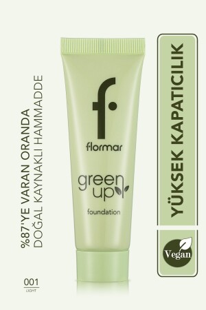 Yarı Mat Bitişli Su Bazlı Vegan Fondöten - Green Up Foundation - 001 LIGHT - 4251903322201 - 3