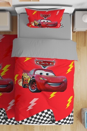 Yarışçı Kırmızı Mcqueen Desenli Tek Kişilik Bebek Çocuk Nevresim Seti - 2