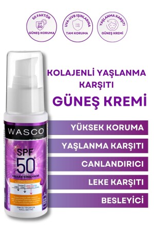 Yaşlanma Karşıtı Spf50- Kolajenli Güneş Kremi (collagen-panthenol-hyaluronic Acid) 50ml KG002 - 1