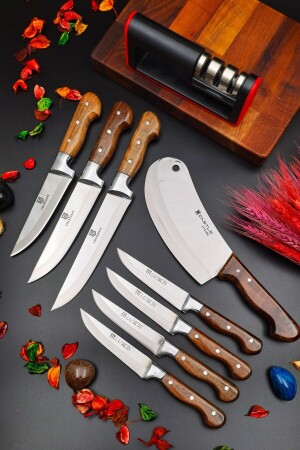 Yatağan Handgefertigtes Küchenmesser-Set, Fleisch, Brot, Messerreihe, Hackfleisch, Pita, Zwiebeln, Gebäck, 10-teiliges Mitgift-Set mrsstroorree25587 - SWENCRAFT