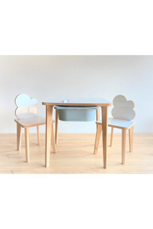 Yaz Sil Yüzeyli Çocuk Aktivite Masa Sandalye Takımı - Renkli Çekmeceli - Bulut Sandalye ASR-TEK8 - Asrimo mobilya
