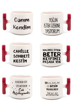 YAZI BASKILI RENKLİ T KULP'LU NESCAFE & LATTE 6 LI FİNCAN SET xxx12 - 1